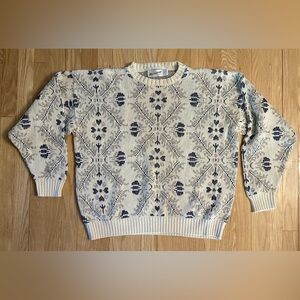 Vintage Directions USA Cotton Linen Blend Crewneck Grandpa Sweater, Men’s Size L